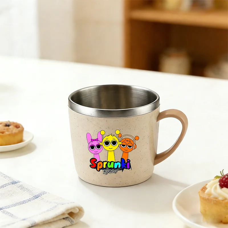 Sprunki Water Cup Woman Man Double Layer Anti Scalding Milk Cup Cartoon Cute Stainless Steel Cups Fashion Water Cups Home Gift