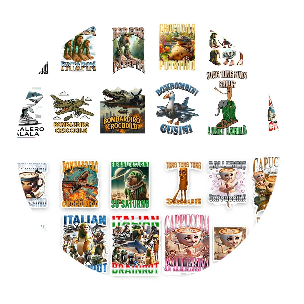 60 قطعة ملصقات الحيوان مجردة تونغ تونغ ساهور الإيطالية Brainrot الحيوانات الكرتون ملصق مائي DIY بها بنفسك الأمتعة كأس الهاتف الغيتار مائي