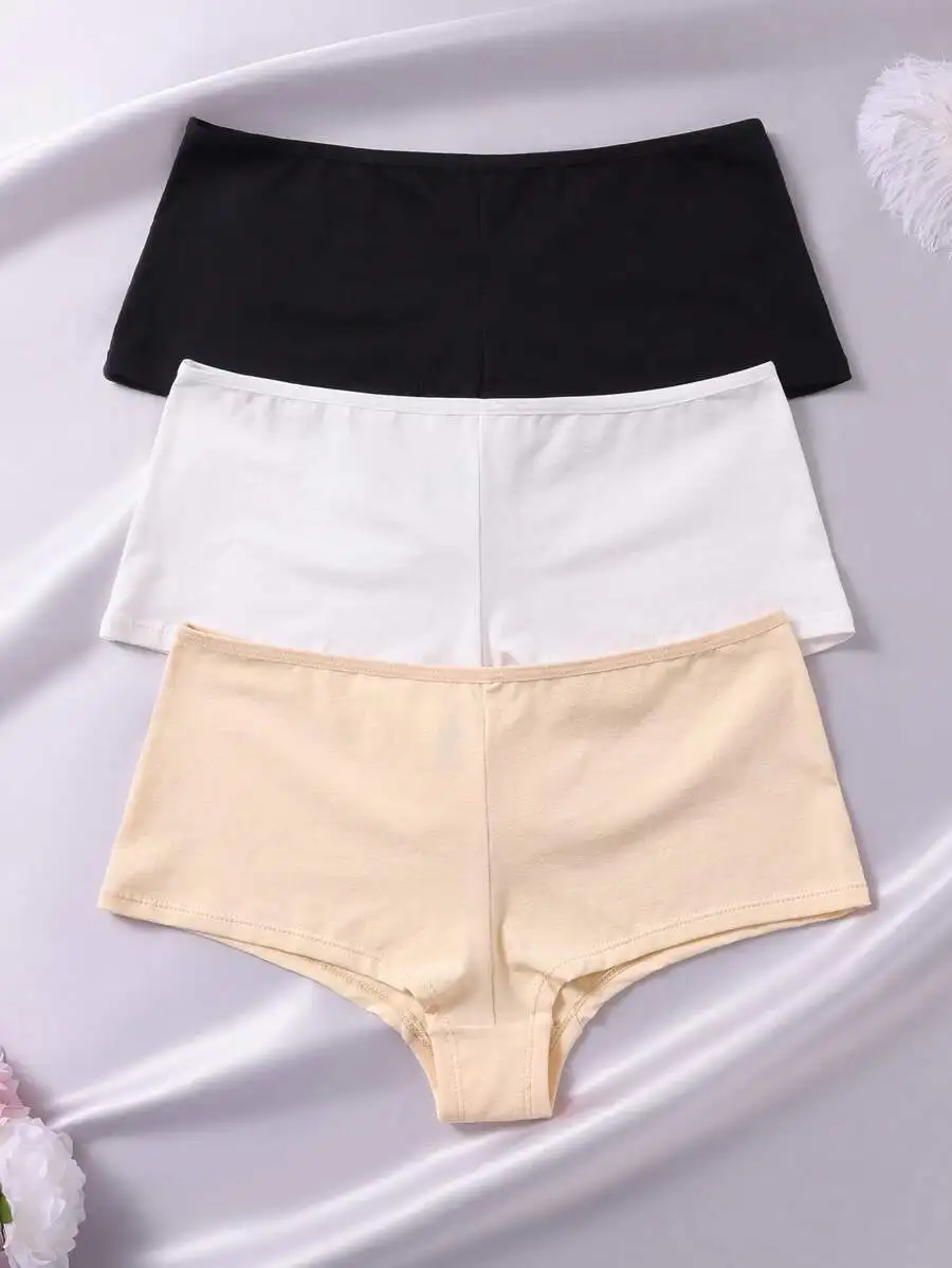 

3pcs Women Solid Color Comfortable Briefs Casual Underwear