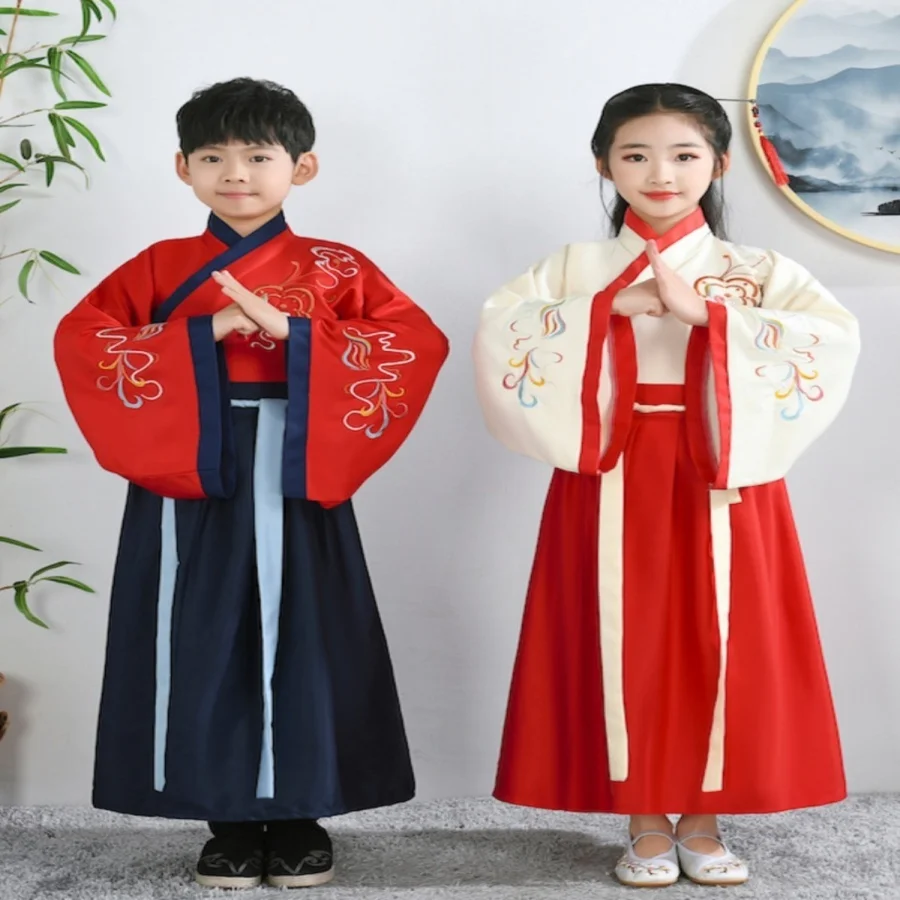 

Children's Hanfu for Girls, Kindergarten New Year's Day Performance, Chinese Style Boys' Ancient Costume, Girls' Elementary