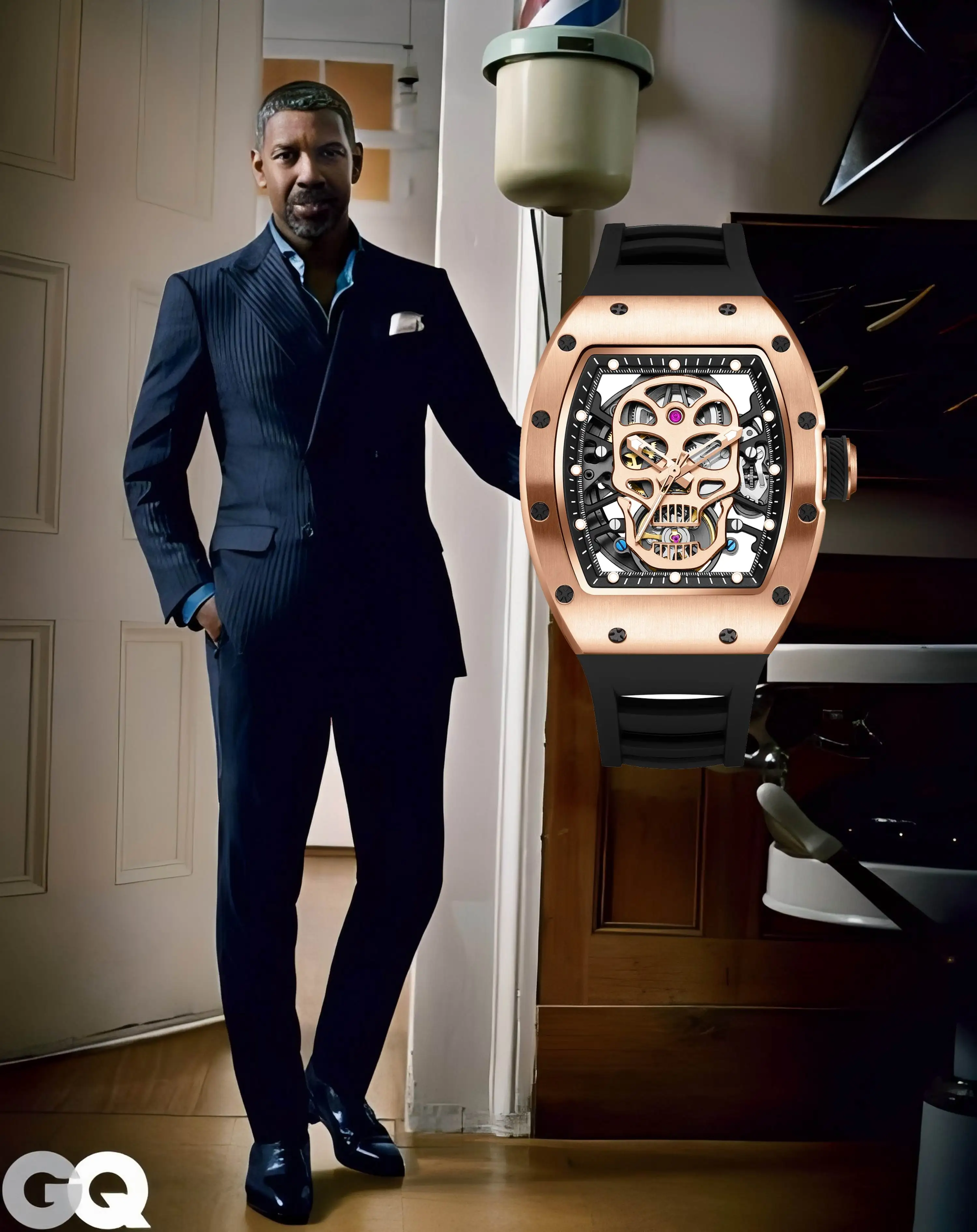 

Unique Men Watch Tonneau Casual Wristwatch Soft Silicon Band Fashion Men's Wrist Watches Hollow Out Analog Automatic Watches