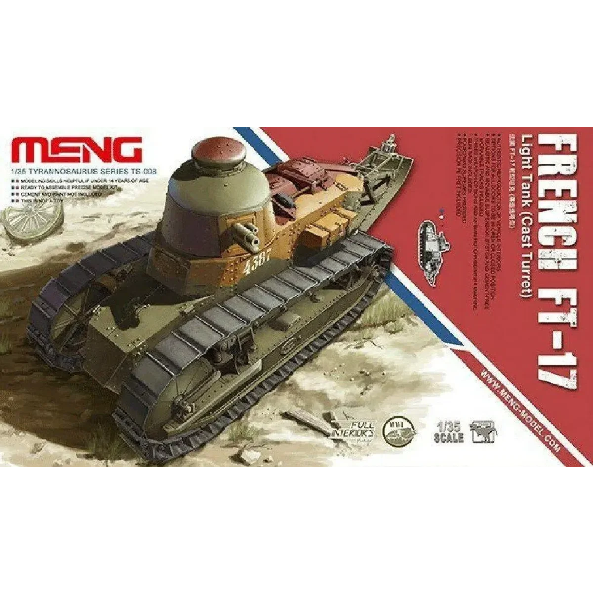 

Комплект модели Meng Armour TS-008, масштаб 1/35, французский легкий танк FT-17 (литая башня), изготовленная на заказ, Коллекционная детская игрушка, подарок на день рождения