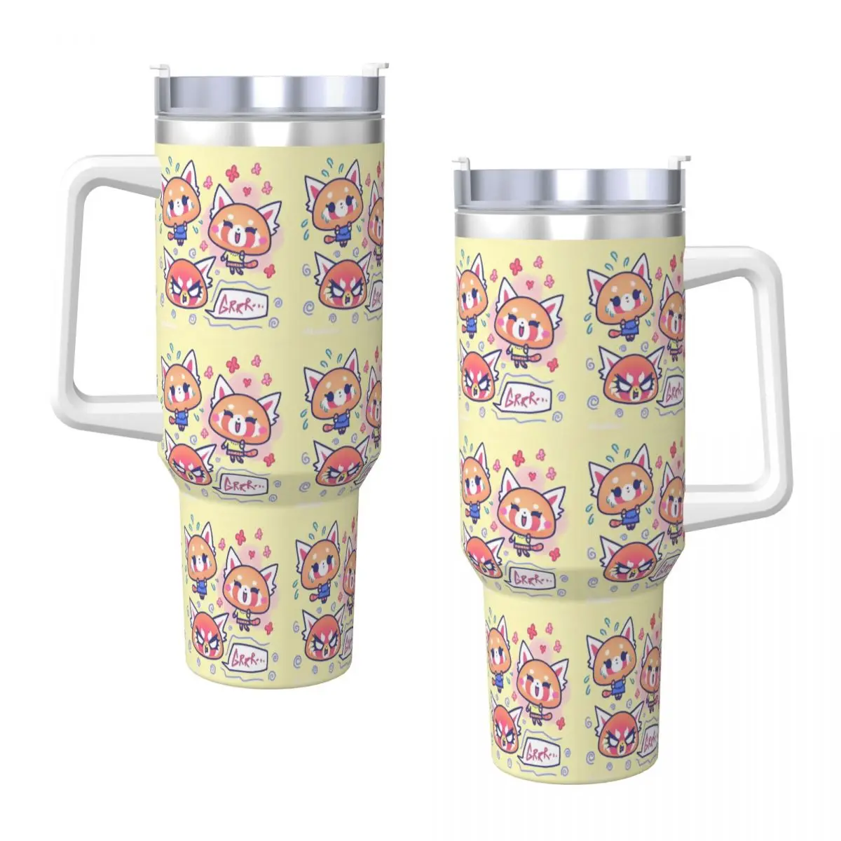 Sanrio Aggretsuko Tumbler Cold and Hot Water Bottle Heat Preservation Stainless Steel Thermal Mug Printed Travel Car Mugs