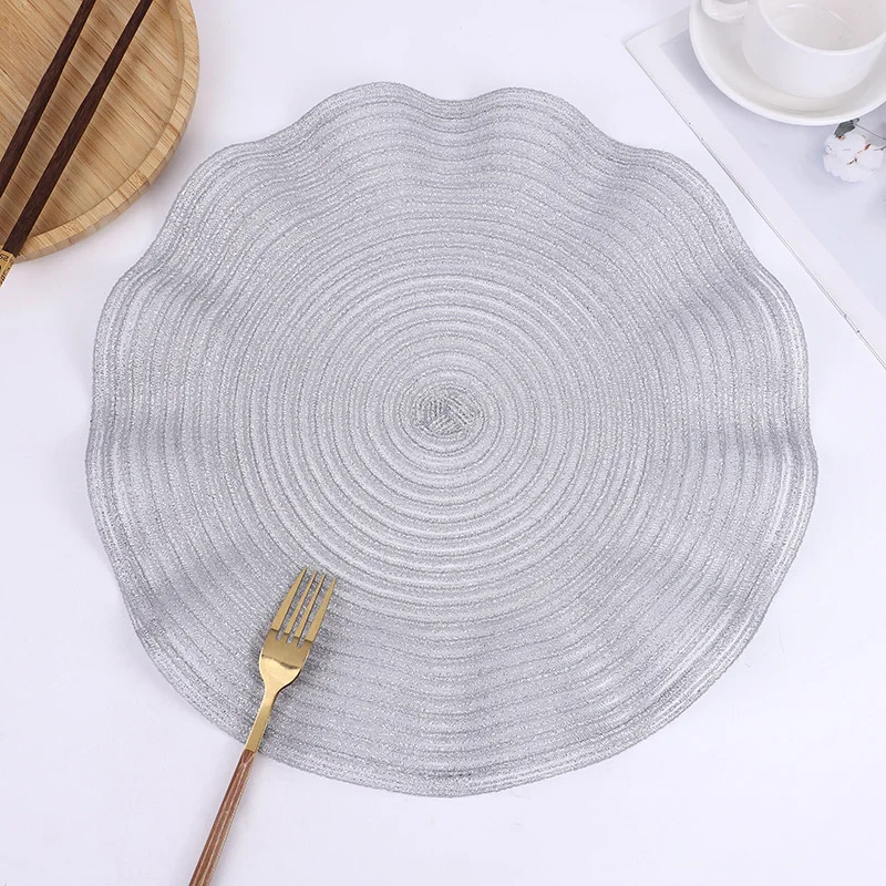 Wavy Round Placemats Set of 6 Woven Braided 15 inch Circle Placemat for Dining Tables Kitchen Table Mats Washable