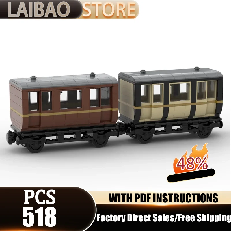 

Railway Train Model Moc Building Blocks Small Passenger Cars Model Technology Bricks DIY Assembly Toys Construstion Gifts