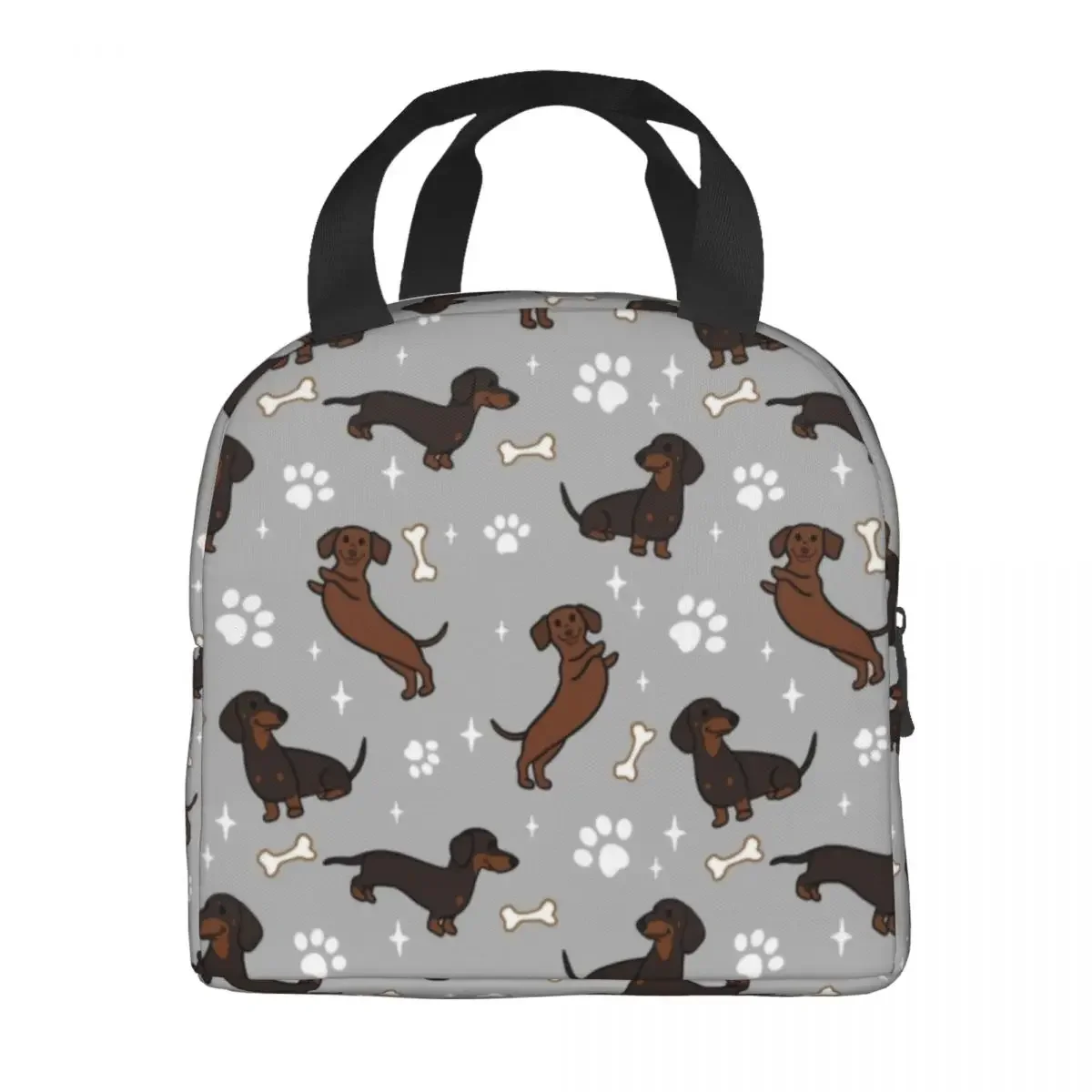 Gray Dachshunds Dackel Insulated Lunch Bag for Camping Travel The Wiener Dog Teckel Thermal Cooler Bento Box Women Children