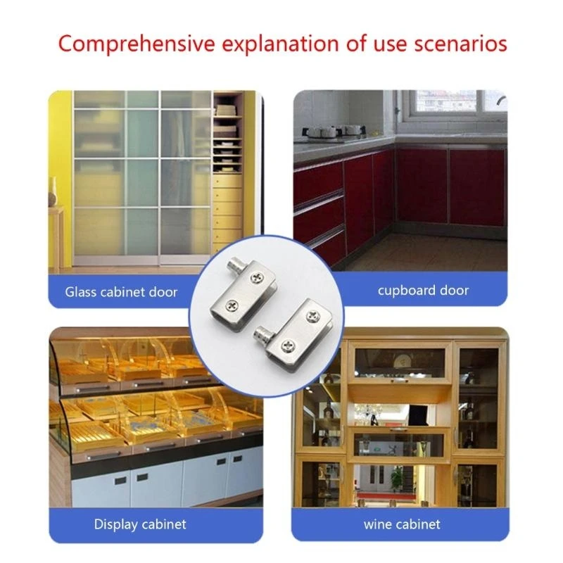 63HF Stainless Steel Glass Door Hinge Heavy Duty Frameless Shower Glass Clamp Display Cabinet Clip Shower Door Hardware