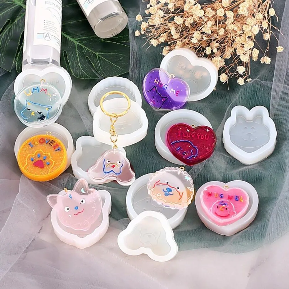 1pcs Small Animal Keychain Silicone Mold Epoxy Resin Molds Cat Dog Keychain Pendant Mould For DIY Jewelry Making Tools