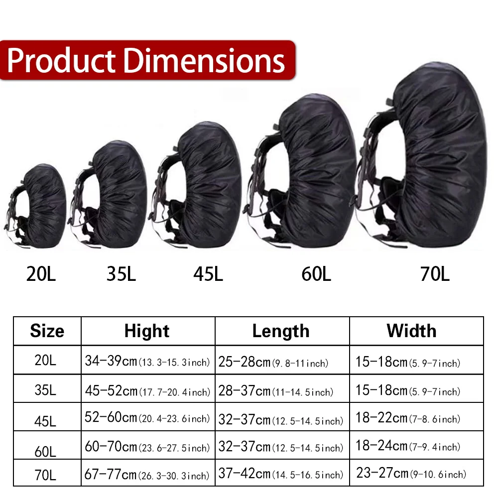 Portable Rain Cover for Backpacks Waterproof for Camping Climbing Outdoor Dustproof 20-70L Backpack Cover Print Pattern