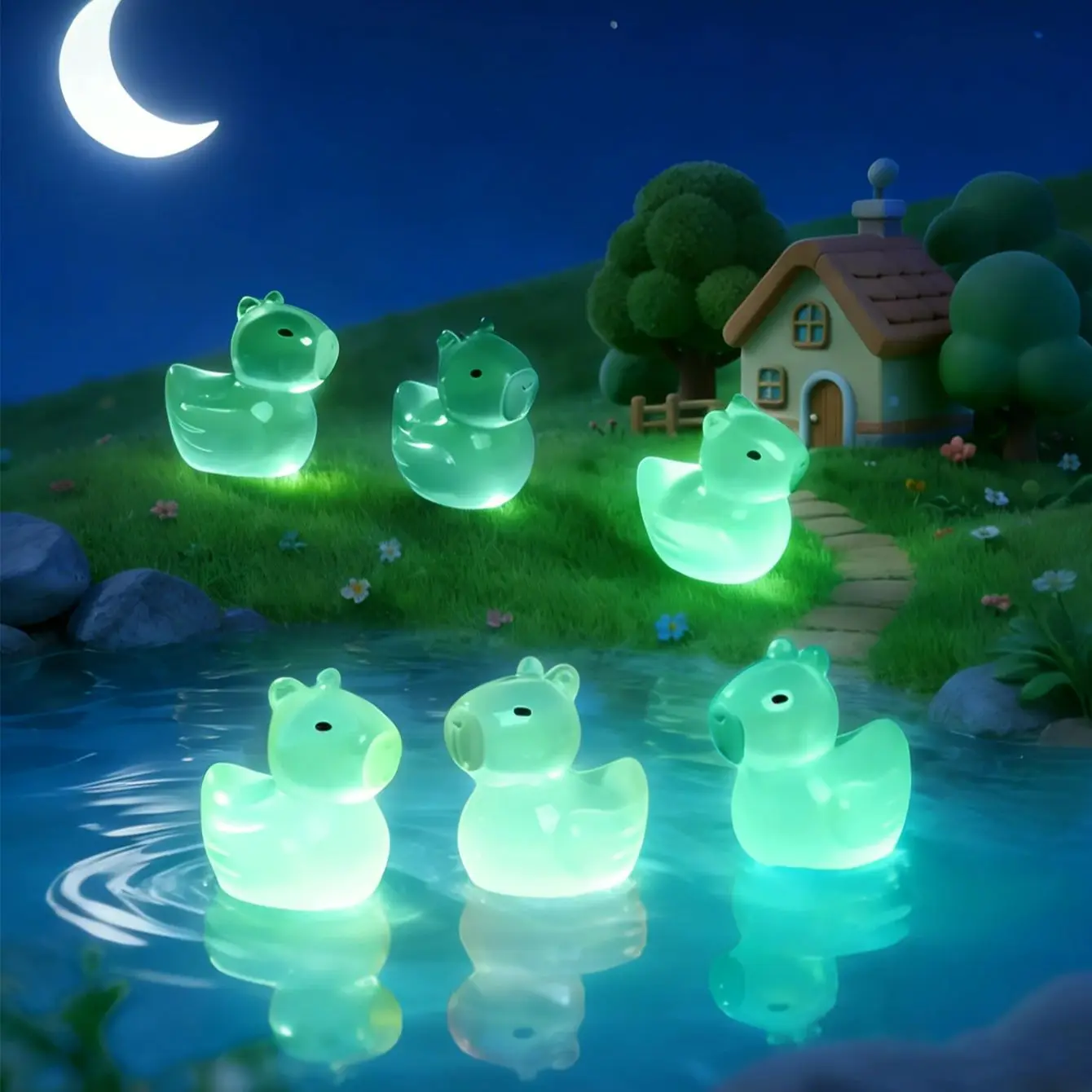 10/20pcs Cute Cartoon Capybara Duck Resin Ornaments Mini Figurines Set For DIY Desk Decor Gift