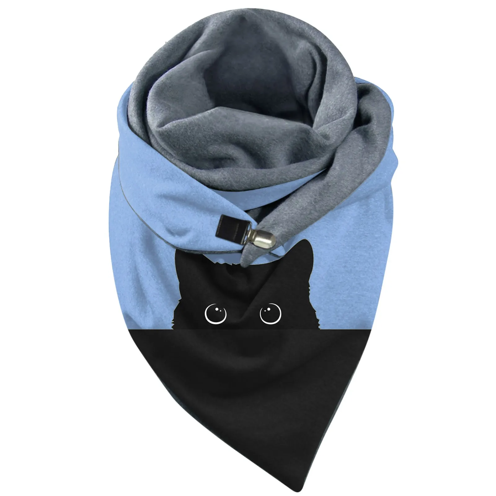 2022 Black Cat Printing Winter Scarf For Women Button Soft Wrap Plus Velvet Warm Scarves Shawls Echarpe Foulard Neck Wraps шарф