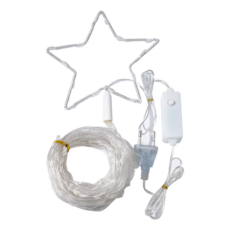 Creative LED Five-Pointed Star น้ําตกคริสต์มาส String ไฟกันน้ํากลางแจ้งตกแต่งสวน Garland สําหรับปาร์ตี้วันหยุด