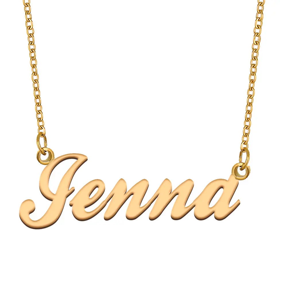 Jenna Name Necklace for Women Stainless Steel Jewelry Gold Plated Nameplate Pendant Femme Mothers Girlfriend Gift