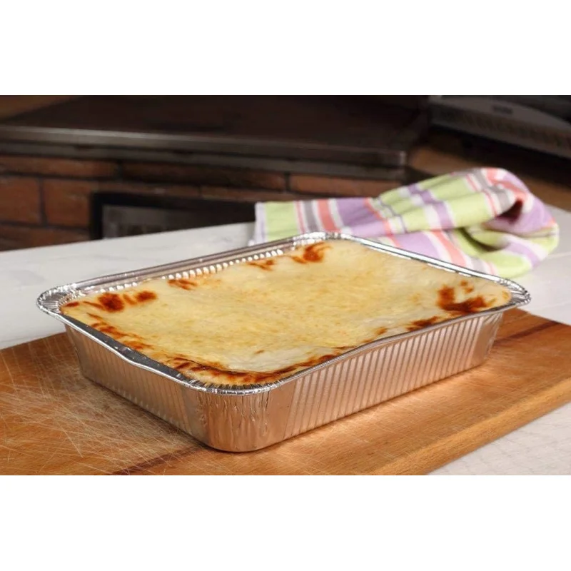 Aluminum Pans Full Size, Large Disposable Roasting & Baking Pan, 21 x 13 Deep Foil Pans (100) Extra Heavy Duty Chafing Tr