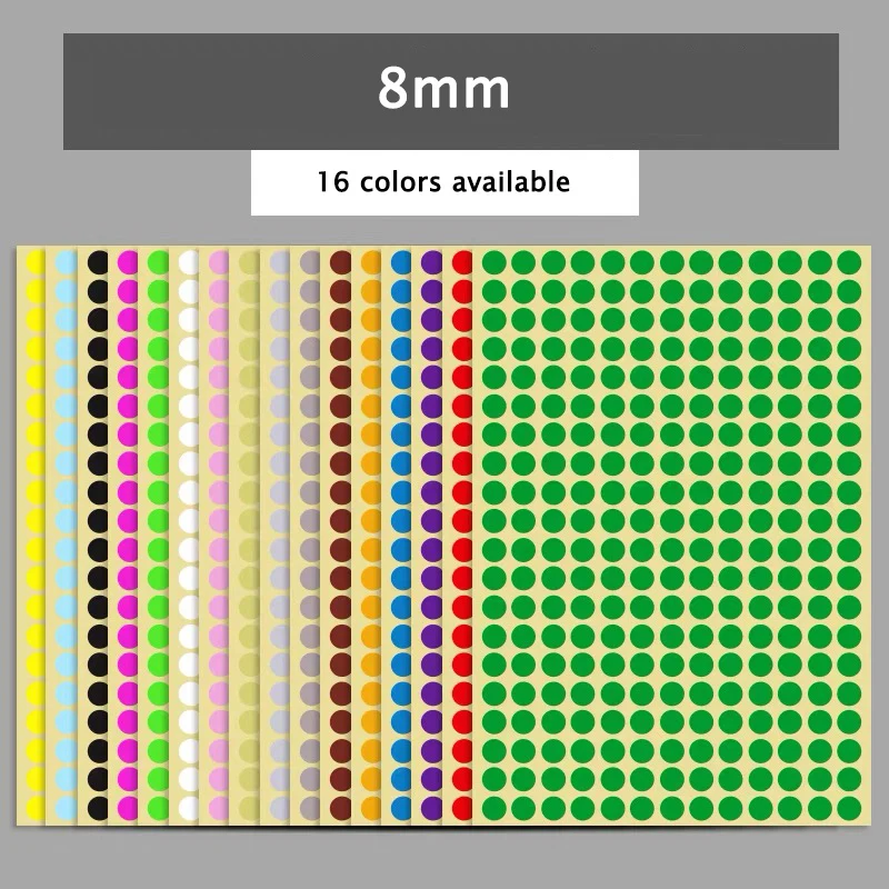 

8mm Mini Round Sticker Spot Circles Sealing Stiker Paper Labels 16 Colours Dot Stickers Adhesive Package Label Decoration