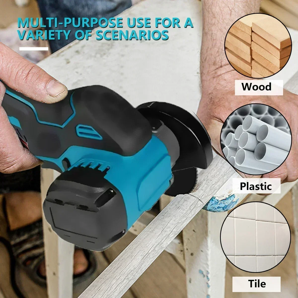 Brushless Electric Circular Saw Cordless 3inch Mini Rechargeable Cut Off Grinder Tool for Makita 18V Battery（No battery）