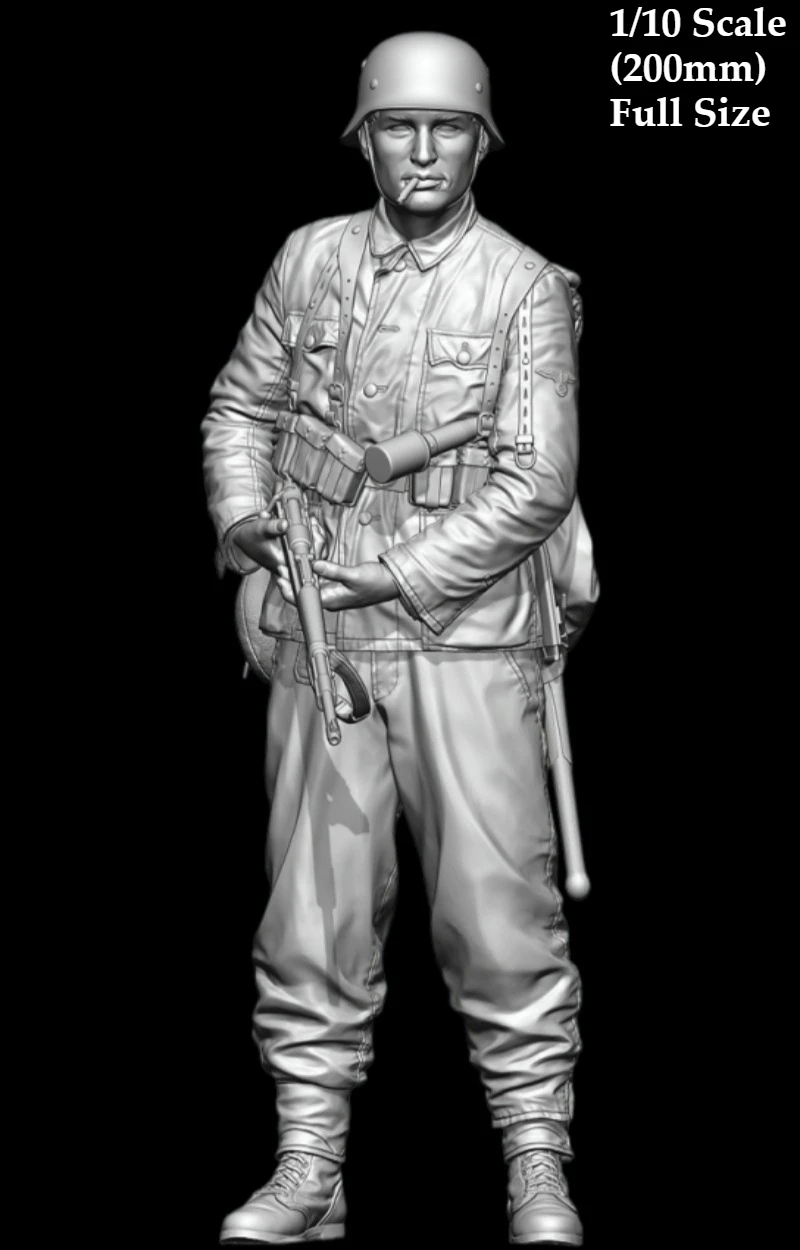 

1/10 Scale Resin DieCast Figure Model Kit Poteau Ambush Battle Smoking Panzergrenadier Unassembled and Unpainted
