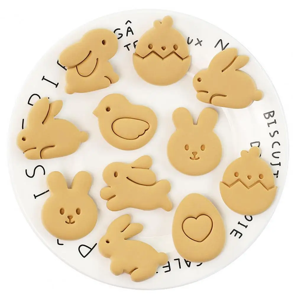 Cute Shape Cookie Molds Easter Cookie Cutters Set 8 Pcs Cartoon Bunny Egg Shape Baking Molds for Candy Fondant Chocolate Food