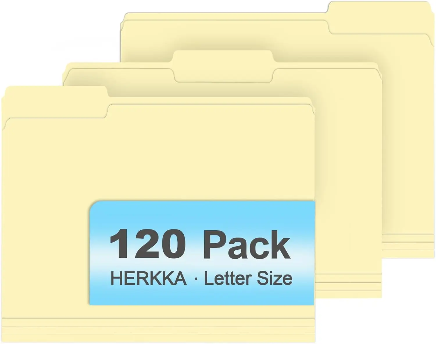 

120 Pack Manila Folders with 1/3 Cut Tabs, Letter Size 8.5 x 11 for Office and Classroom Use