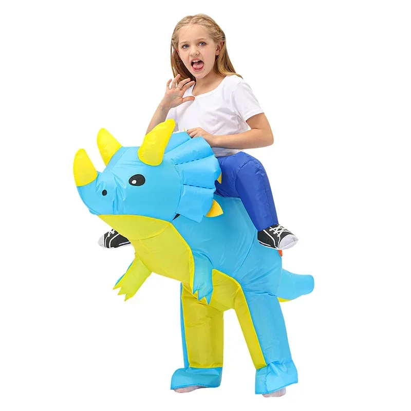 Riding Stereo Dinosaur Inflatable Costume Creative Halloween Cosplay Props for Carnival Masquerade Parties