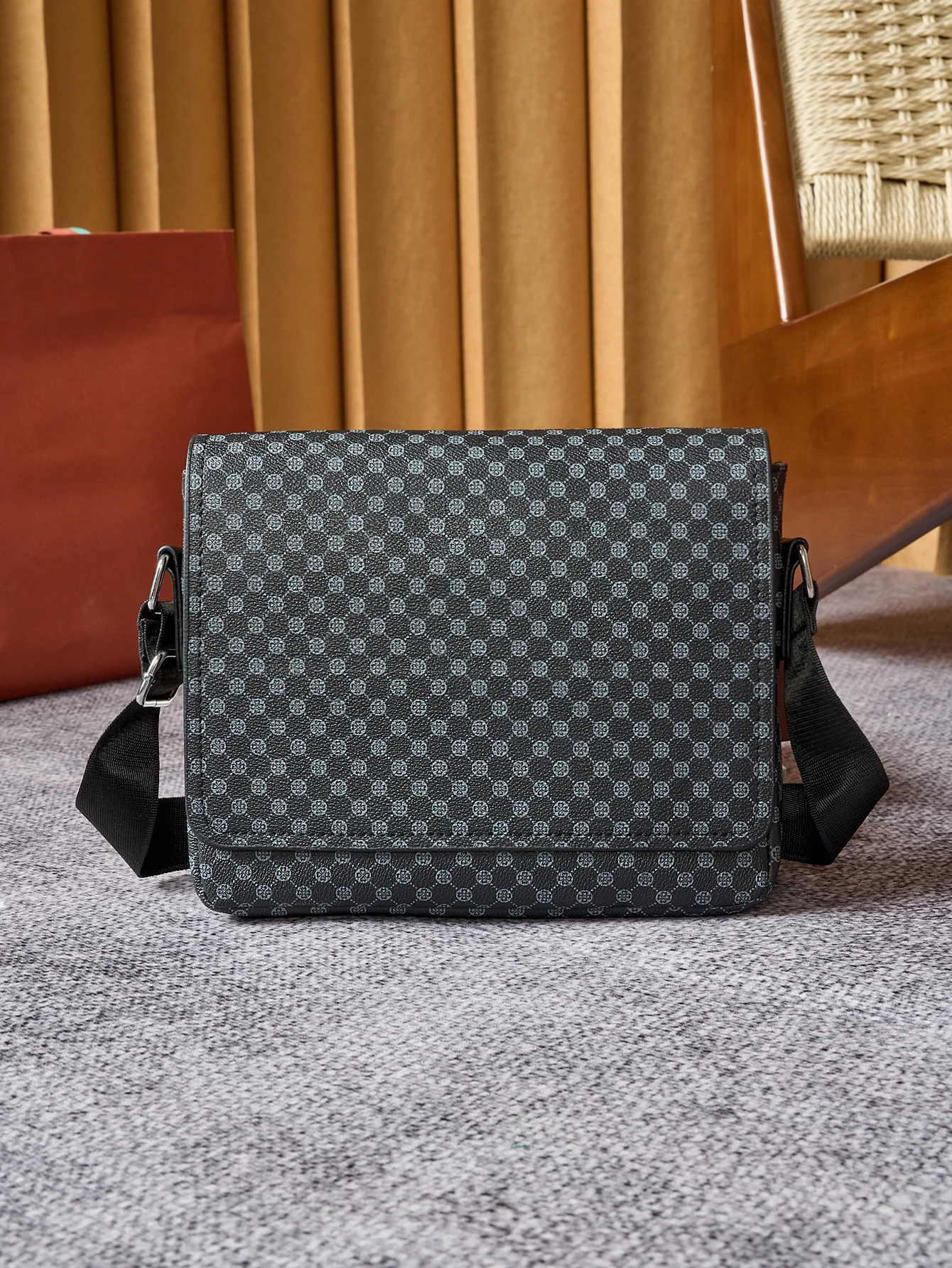 

​​24cm Men's Crocodile Embossed Crossbody Bag - Slim Anti-Theft PU Sling Bag w/ Phone Pocket, Fits 10" Tablet & Passport