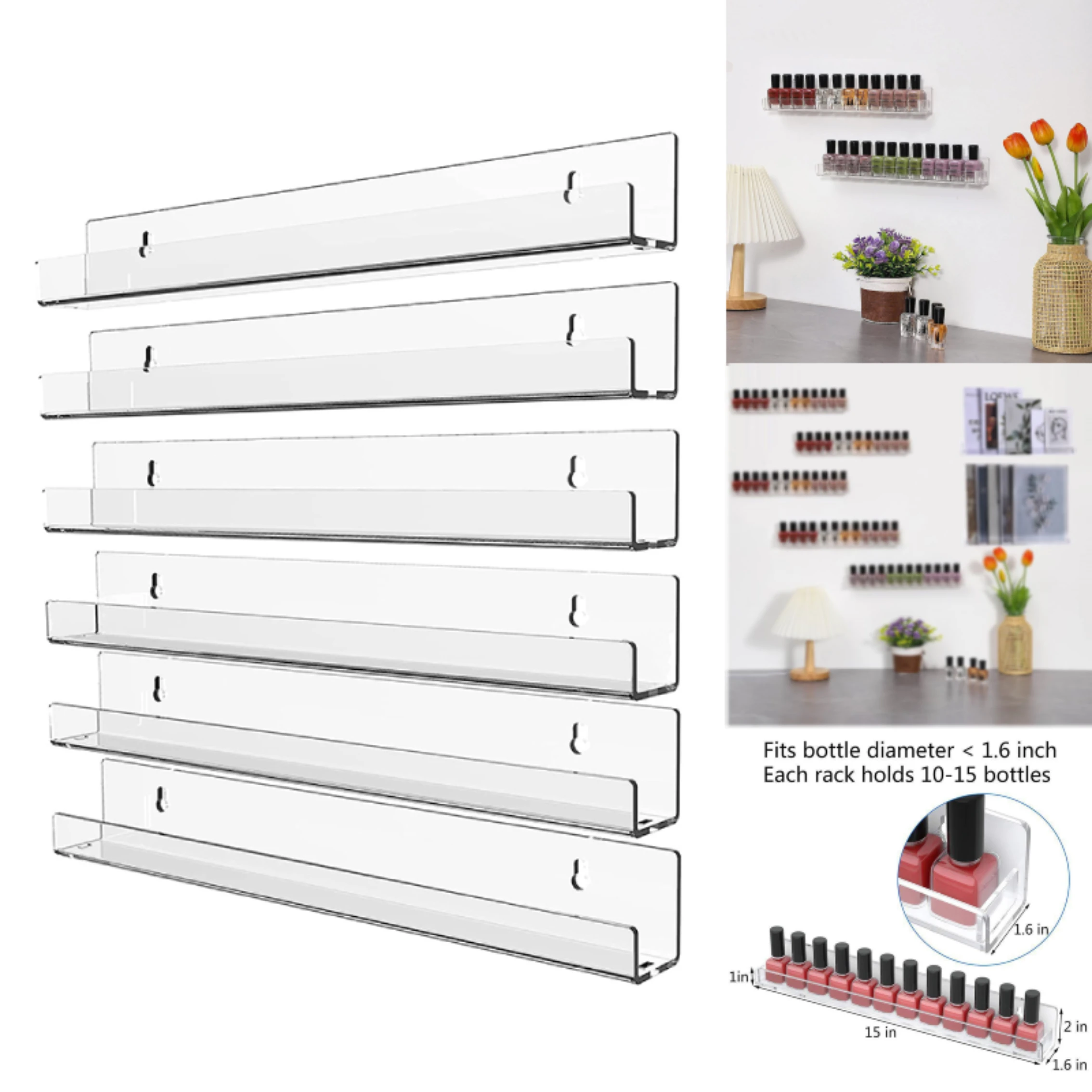 1/4 Layer Lipstick Organizer Wall-mounted Shelf Nail Polish Display Rack Transparent Acrylic Storage Holder Nail Art Tools