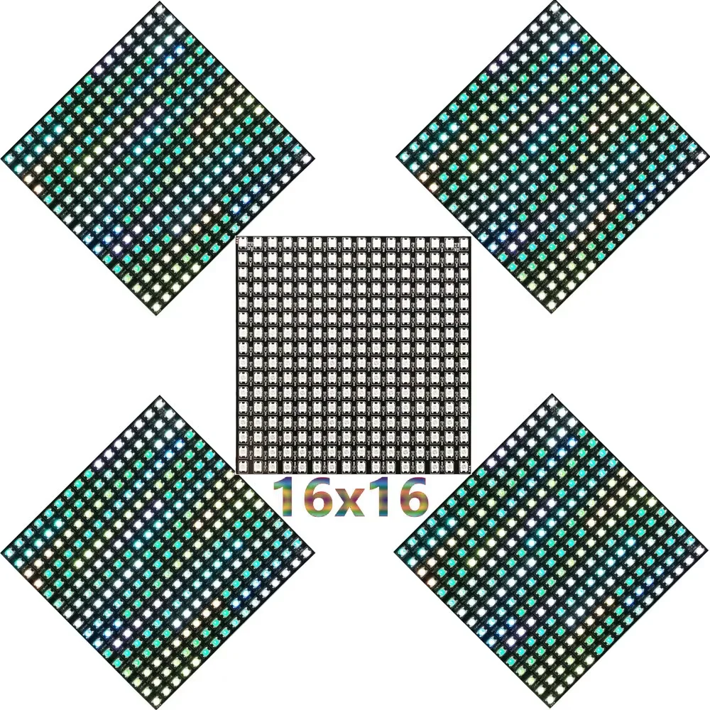 DC5V WS2812B 8*8 16*16 8*32 Flexible Screen Panel Pixel Matrix  5050 RGB Individually Addressable 3Pin Luces Led Digital Module
