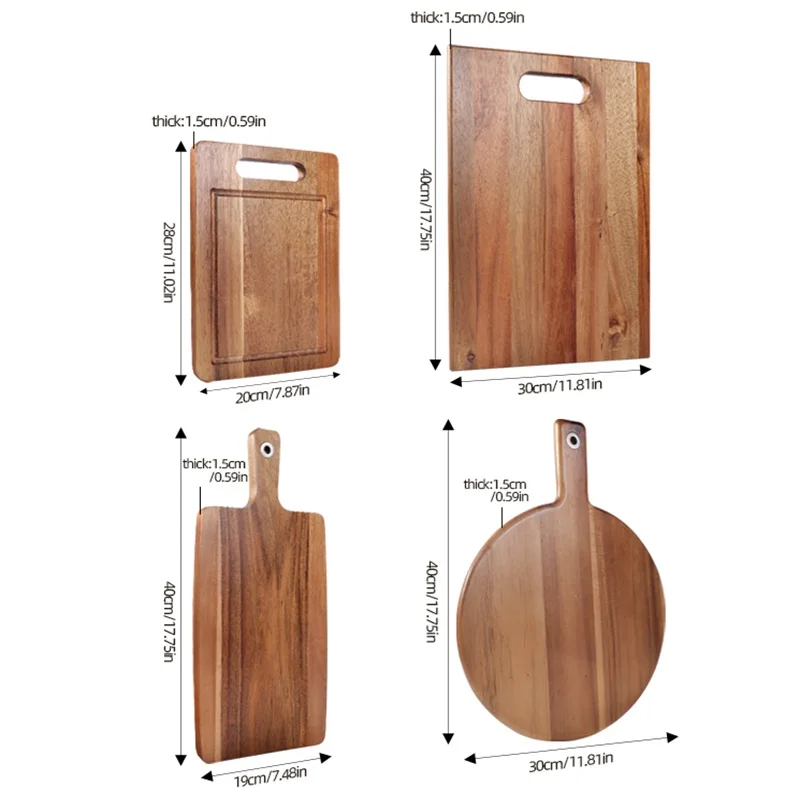 لوح تقطيع خشب السنط مع مقبض كتلة تقطيع خشبية لوح تقطيع الجزار لأداة المطبخ الآمنة للطعام واللحوم والفواكه #5