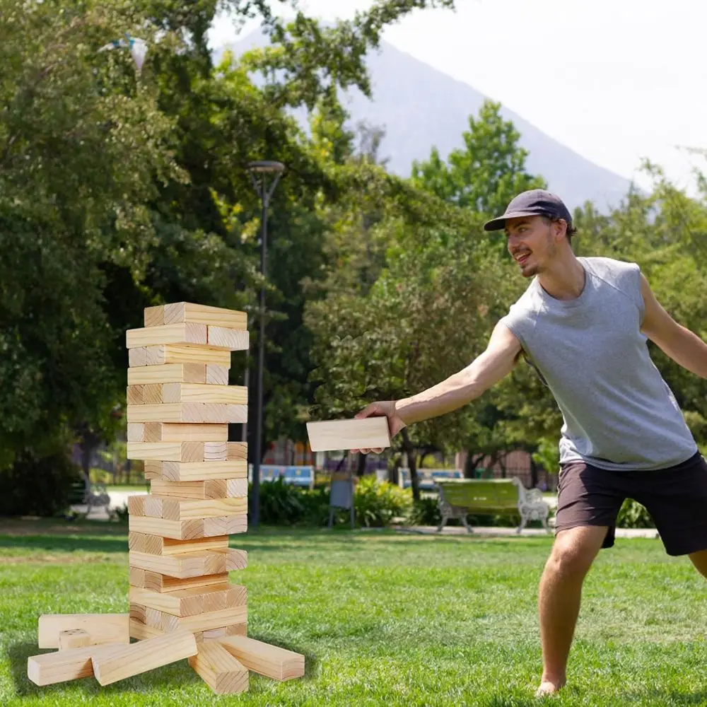 Gigantyczna gra w układanie klocków: Zabawa na świeżym powietrzu dla rodzin i przyjęć, wysokość ponad 1,5 metra