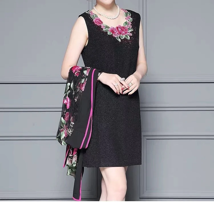 2022 New Spring Summer Mother of The Bride Dresses With Jacket Elegant Formal Gown Embroidery Mother Party Evening Dresses Women