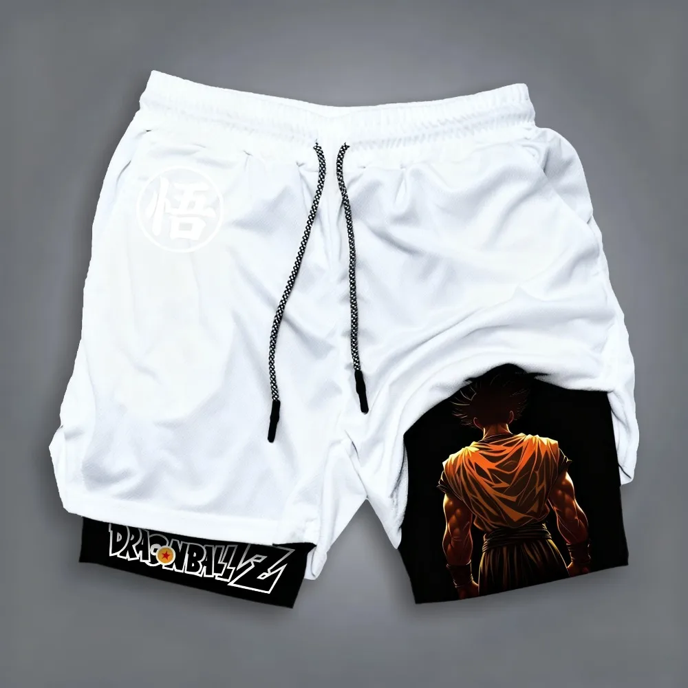 

Унисекс шорты Dragon Ball Son Goku 2026, летняя новая коллекция, свободные спортивные быстросохнущие двухслойные шорты с аниме-принтом в стиле Харадзюку