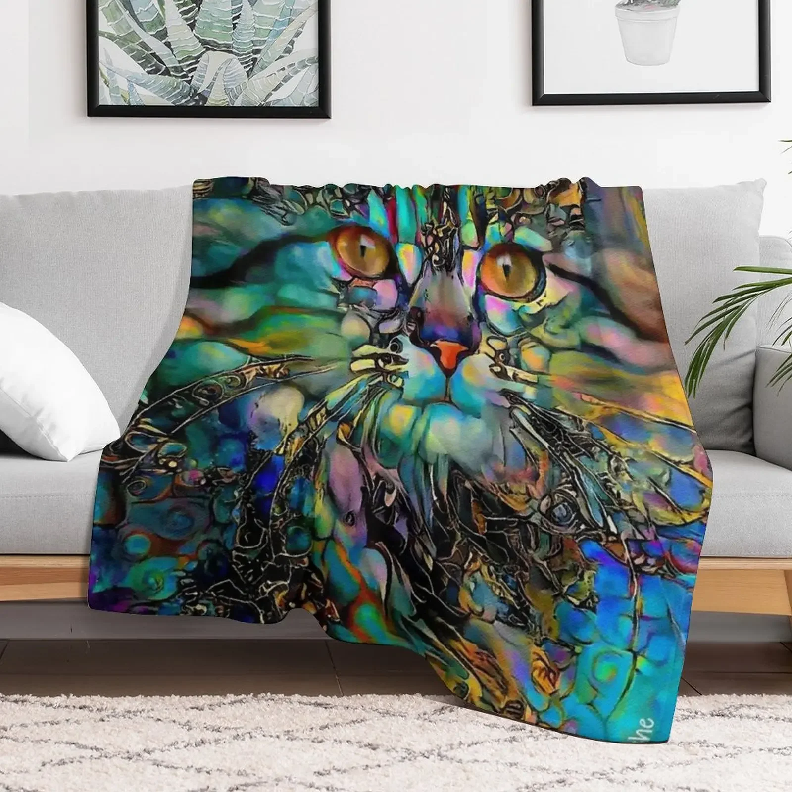 Alba, cat, chat, cat, kitty, kitten, lea roche paintings Throw Blanket sofa bed Sofa Cute Blankets