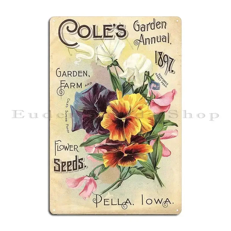 Cole S Superb Pansy Eckford S Sweet Peas Cole S 1897 Metal Plaque Poster Print Wall Mural Living Room Vintage Tin Sign Poster
