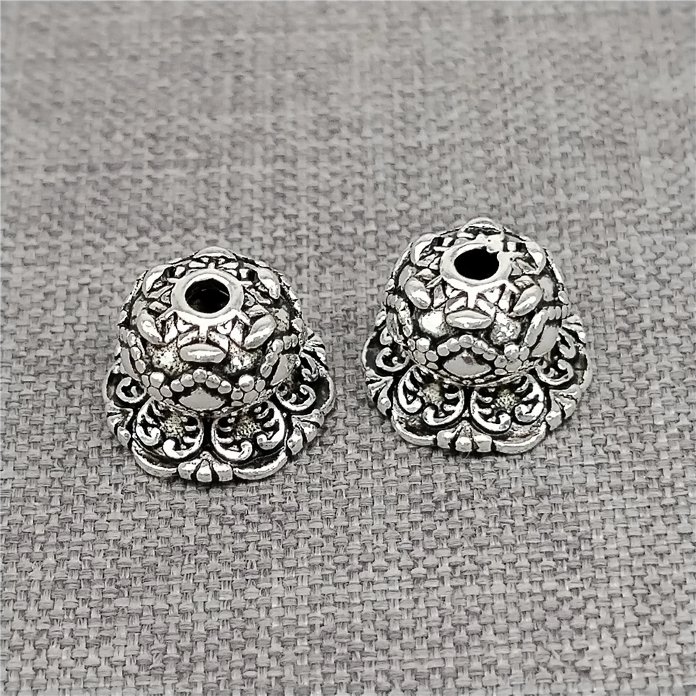 

4 стерлингового серебра, бусины в виде конуса лотоса, колпачки из серебра 925 пробы, буддийское ожерелье, браслет-прокладка