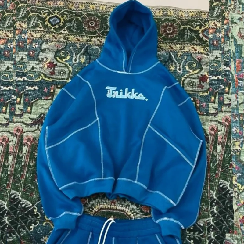 Herfst en winter trendy streetstyle geborduurde hiphop heren- en damessweater met capuchon