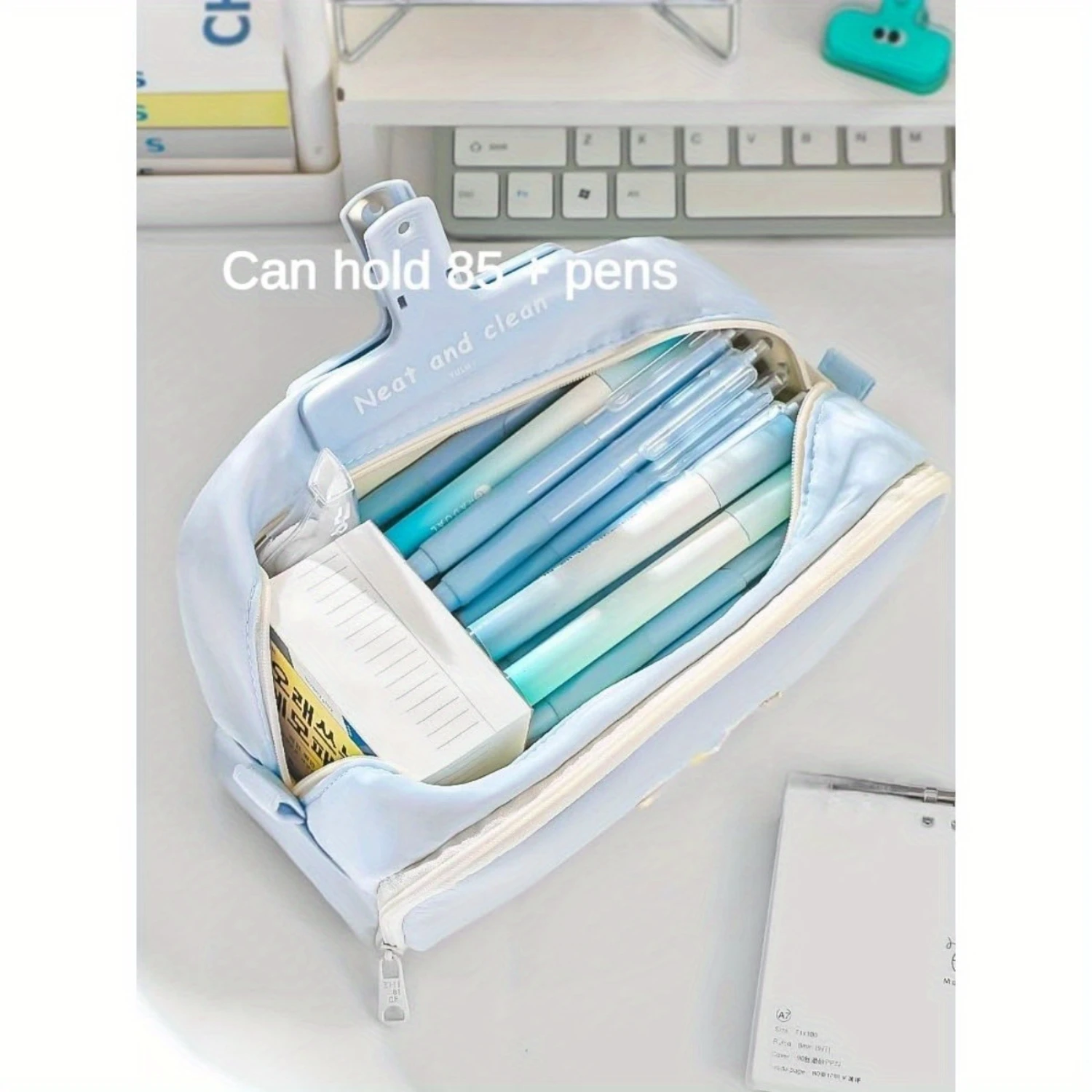 High-Capacity Fabric Pencil Case, Double-Layer Organizer Ideal for Extensive Collection