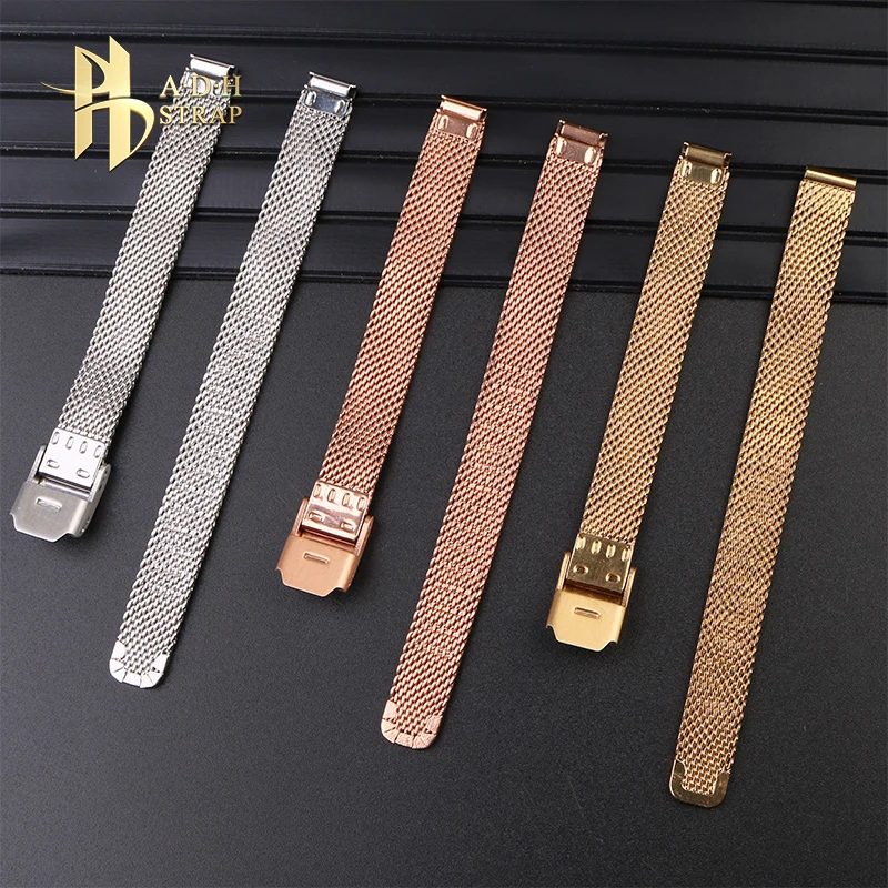 For Tissot 1853 Women\'s Fine Steel Woven Mesh Strap Watch Chain T058109A Breathable Metal Strap 9mm Bracelet Waterproof