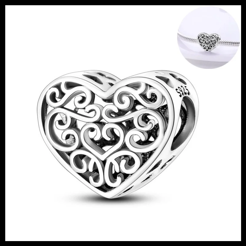 

Original 925 sterling silver Entangled beads of love Charms Pendant Fit DIY bracelet necklace Gift for Her，Colgante Plata