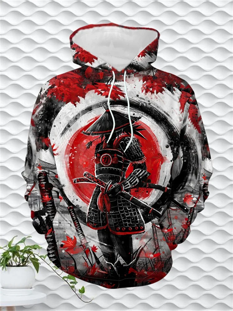 

Japan Samurai Graphic Hoodies For Men 3D Printed Long Sleeve Sweatshirts Autumn Fashion Street Harajuku Oversized Men Pullover