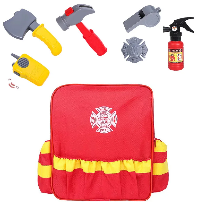 Kinderen Brandweerman Cosplay Speelgoed Sam Brandweerman Uniform Carnaval Speelgoed Simuleert Brandweerman Speelgoed Set Met Hamer Rugzak Voor Kinderen Cadeau