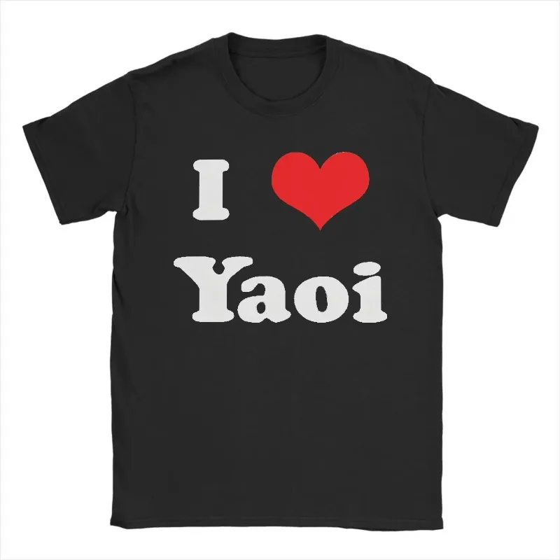 Camiseta divertida I Love Yaoi, Camiseta informal de algodón con cuello redondo para hombre, ropa de calle de manga corta, camiseta de regalo de cumpleaños