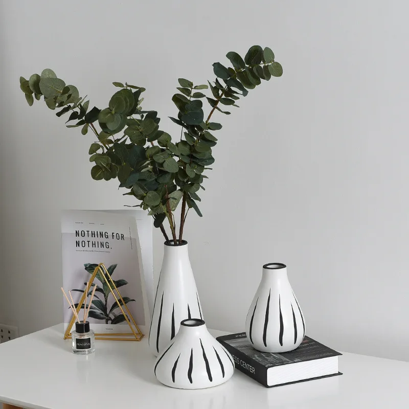 Nordic ins modern ceramic vase handmade flower arrangement dried living room desktop decoration home accessories