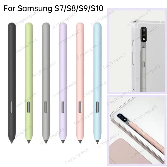 

Silicone Case for Samsung Galaxy Tab S10 S9 S8 S7 Plus FE Ultra S6 Lite + S-Pen Protective Case Stylus Soft Pencil Cover