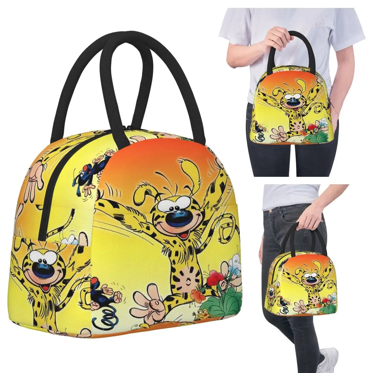 

Art - изолированная сумка для обеда с героями мультфильмов Marsupilami в стиле аниме для детей, школьный холодильник, термосумка для еды, герметичная коробка для завтрака, контейнер