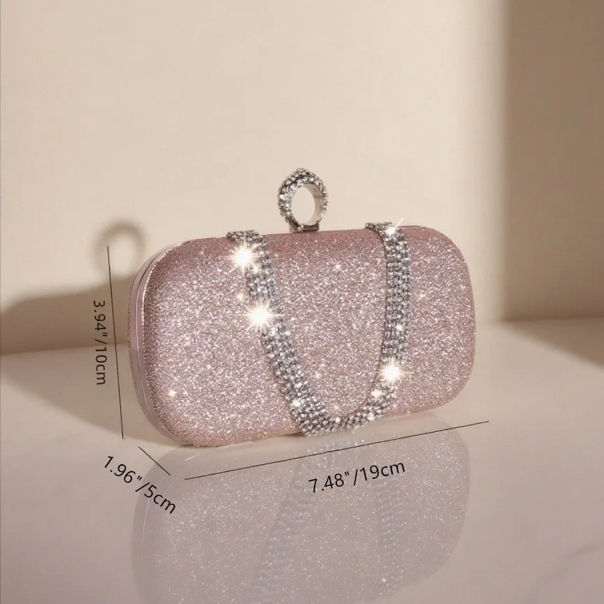 Sparkling Evening Bags Diamond Chain Handle Women Handbags Luxury Clutch Bag Lady Shine Trendy Underarm Shoulder Bag Small Purse