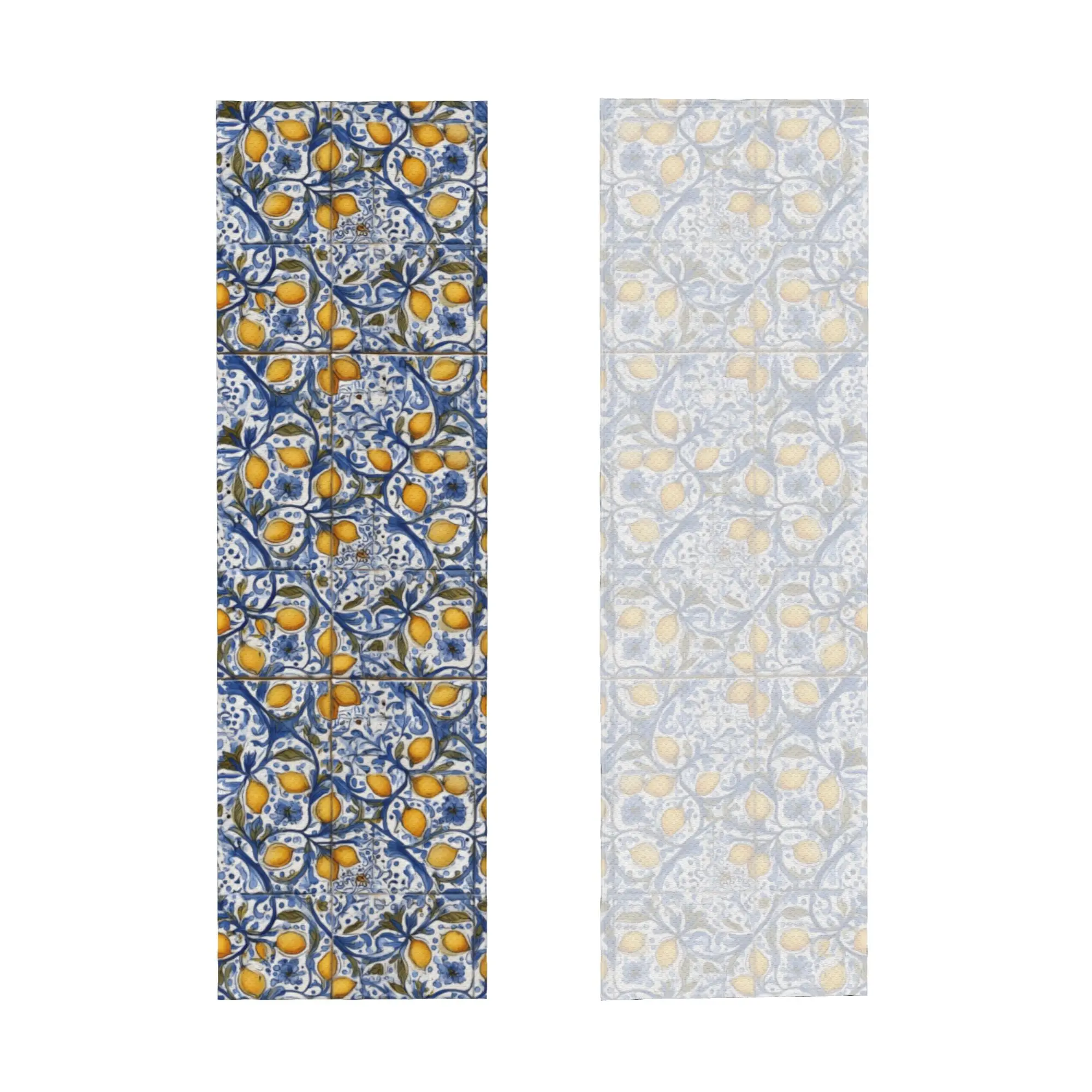 Lemon and Blue Ceramic Tiles Pattern Sicilian Mediterranean Cold Exercise Towel Quick Drying Face Towel  Yoga Towels