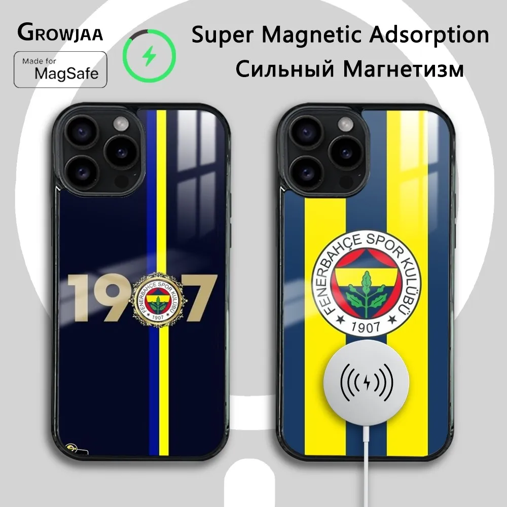 

T-Turkey Fenerbahce-E Phone Case For iPhone 16 15 14 13 12 11 Pro Max Plus Mini New Magsafe Mirror Wireless Magnetic Cover