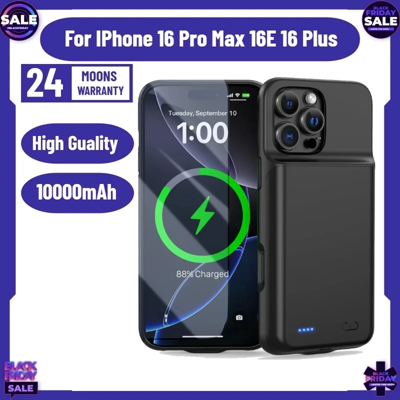 

10000mAh Battery Charger Case for IPhone 16 Pro Max 16E 16 Plus Smart Battery Pack Power Bank
