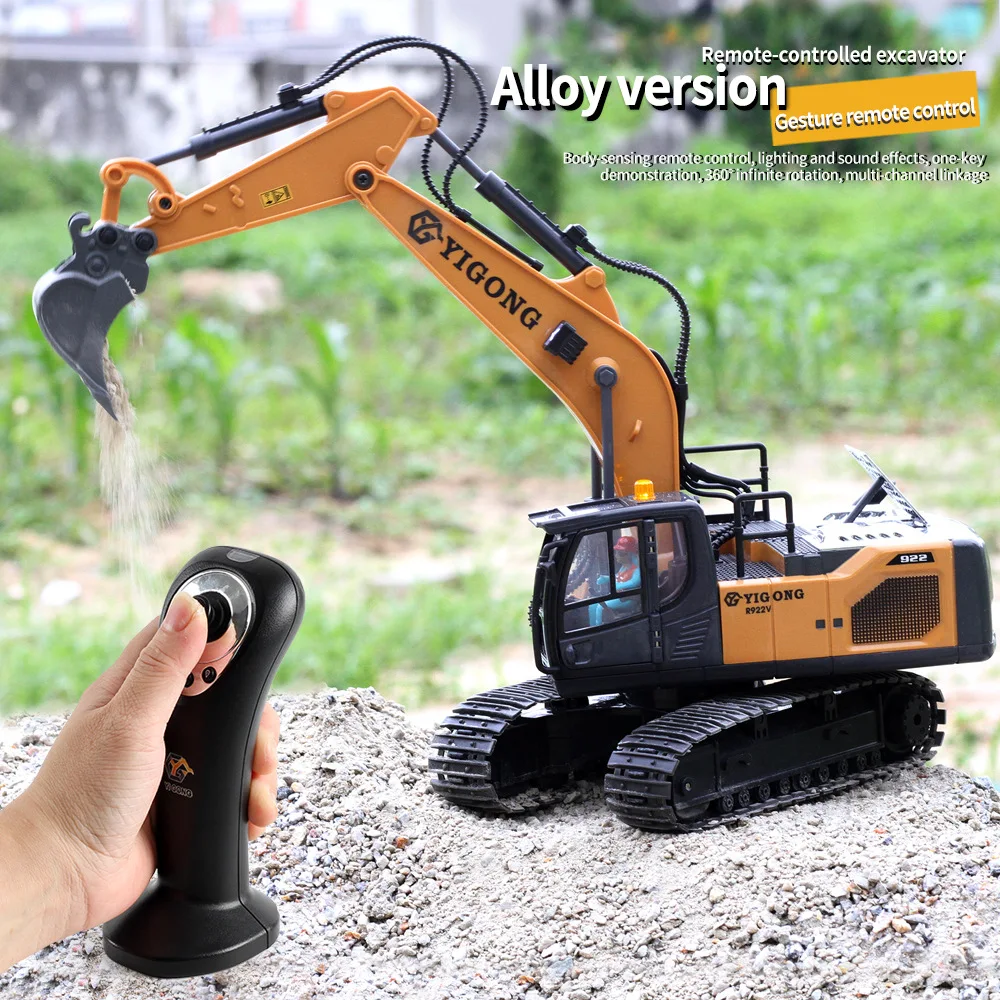 1/20 Rc Excavator Alloy Shovel 2.4G Remote-Controlled 11Ch Upgraded Control Console Unlimited Rotation Engineering Vehicle Toy
