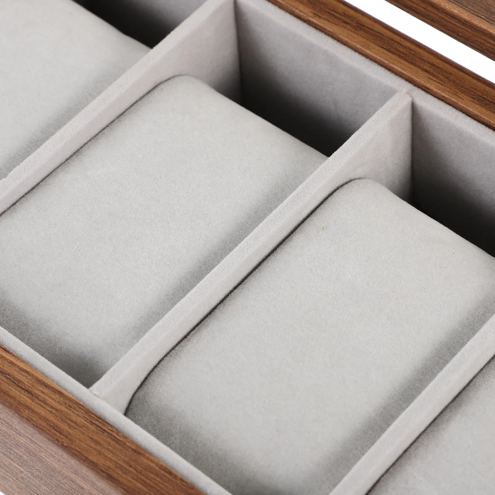 

6 Slots Watch Storage Box Walnut Wood Pattern Durable Display Organizer Protective Case For Watches Accessories Home Use Jewelry